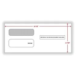 ComplyRight Moistenable Glue Security Tinted Double-Window Tax Envelopes, 3 7/8" x 8 3/8", 50/Pack (DW19W)* Security Tinted