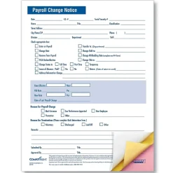 Clearance Payroll Change Notice, 3-Part, Pack of 50 (A2170) Hr Forms