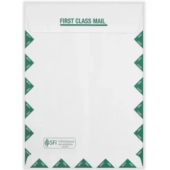 ComplyRight Self Seal Document Envelope 9" x 12 1/2", White/Green, 100/Pack (1492LL)* Business