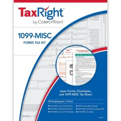 Discount TaxRight 2024 1099-MISC Tax Form Tax Form Set with Envelopes, 4-Part, 50/Pack (SC6103E) Tax Forms