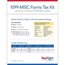 Best TaxRight 2024 1099-MISC Tax Form Tax Form Set with Envelopes, 4-Part, 10/Pack (SC6103E10) Tax Forms