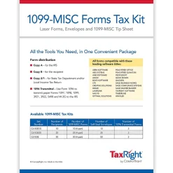 Best TaxRight 2024 1099-MISC Tax Form Tax Form Set with Envelopes, 4-Part, 25/Pack (SC6103E25) Tax Forms