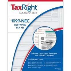 Hot TaxRight 2024 1099-NEC Tax Form Tax Forms, Envelopes, TipSheet & Software, 4-Part, 15/Pack (NECSC6103ES15) Tax Forms