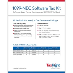 Online TaxRight 2024 1099-NEC Tax Form Tax Forms, Envelopes, TipSheet & Software, 4-Part, 50/Pack (NECSC6103ES) Tax Forms