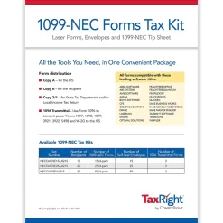 Sale TaxRight 2024 1099-NEC Tax Form Tax Forms, Envelopes & TipSheet, 4-Part, 15/Pack (NECSC6103E15) Tax Forms