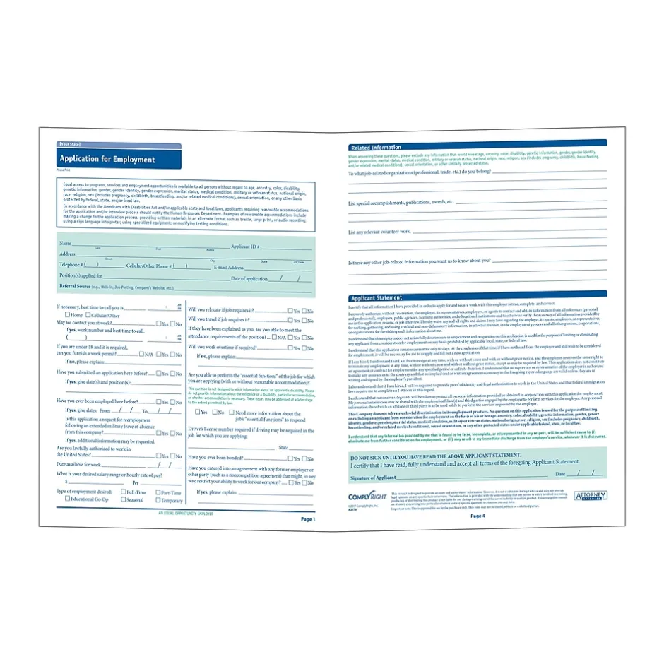 New ™ West Virginia Job Application, Pack of 50 (A2179WV) Hr Forms