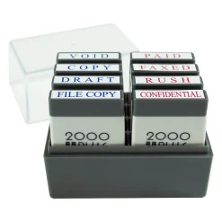 Cosco 2000 PLUS 1"W Pre-Inked Stamps, Blue/Red Ink, 8/Pack (030219) Discount