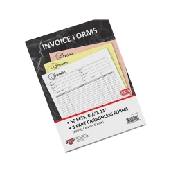 New Artistic 3-Part Carbonless Invoices, 8.5" x 11", 50 Sets/Book (074004) Business Forms