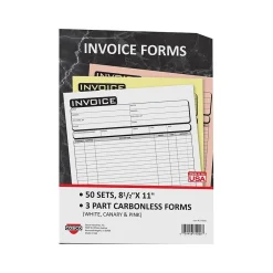 Sale Business 3-Part Carbonless Invoices, 8.5" x 11", 50 Sets/Book (074006) Business Forms