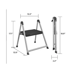 Ladders & Step Stools<Cosco Folding Step Stool, 1-Step, 200 lb Capacity, 9.9" Working Height, Platinum/Black (11014PBL1E)