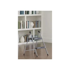 Ladders & Step Stools<Cosco Folding Step Stool, 2-Step, 200 lb Capacity, 16.9" Working Height, Platinum/Black (11024PBL1E)