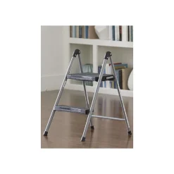 Ladders & Step Stools<Cosco Folding Step Stool, 2-Step, 200 lb Capacity, 16.9" Working Height, Platinum/Black (11024PBL1E)