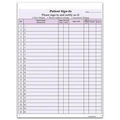 Hot Patient Confidential Sign-In Forms, 3-Part, 125 Forms/Pack (074043) Medical Forms