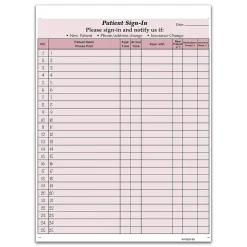 Hot Patient Confidential Sign-In Forms, 3-Part, 125 Forms/Pack (074041) Medical Forms