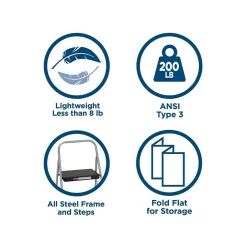 Ladders & Step Stools<Cosco 2-Step Folding Steel Step Stool, 200 lb Capacity, 28.13" Working Height, Cool Gray (11137PBL1E)