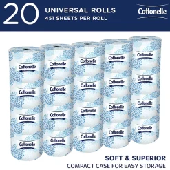 Cottonelle Professional Recycled Toilet Paper, 2-ply, White, 451 Sheets/Roll, 20 Rolls/Case (13135)