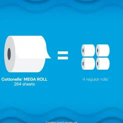 Cottonelle Ultra CleanCare 1-Ply Standard Toilet Paper, White, 312 Sheets/Roll, 24 Mega Rolls/Pack (53757)