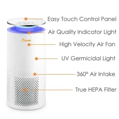 Air Purifiers<Crane True HEPA Tower Air Purifier, White (EE-5069)