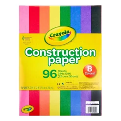 12" x 9" Construction Paper, Assorted Colors, 96 Sheets/Pack (993000) Construction Paper
