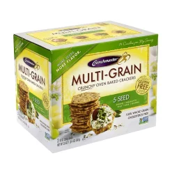 Crackers<Crunchmaster Gluten Free 5-Seed Crackers, Two 10 oz. Bags/Pack (220-00757)