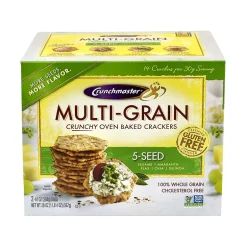 Crackers<Crunchmaster Gluten Free 5-Seed Crackers, Two 10 oz. Bags/Pack (220-00757)