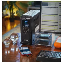 Battery Backup<CyberPower Intelligent LCD UPS System, 1500VA/900W, 12 Outlets, 2 USB Ports, AVR, Mini Tower, Black (CP1500AVRLCD3)