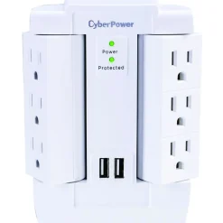 Surge Protectors & Power Strips<CyberPower Professional Series 6 Outlet Home/Office, 1200 Joules (CSP600WSURC2)