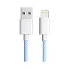 3D Luxe Cool Cables USB Type-C to Lightning Charging Cable, 3 ft., Blue/White (A-LIGHT-BLUE)