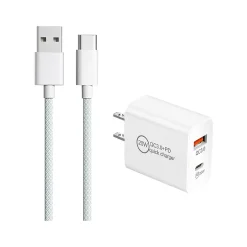 3D Luxe USB-A/USB-C Wall Charger, White (2in1-A-C-WHITE)