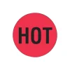 Decker Tape Products "HOT" Shipping Label, 2" Dia., Red/Black, 500 Labels/Roll, 1/Roll (LABDL1730) Hot