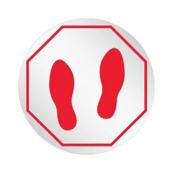 Social Distance Signage<Deflect-O StandSafe Spacing Disc, Footprint , 20", Clear/Red, 6/Pack (PSDD20FPSS/6)