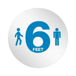 Social Distance Signage<Deflect-O StandSafe Spacing Disc, "6 Feet" , 20", Clear/Blue, 6/Pack (PSDD20SIXFT/6)