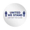 Social Distance Signage<Deflect-O StandSafe Spacing Disc, "United We Stand, Just Not Too Close", 20", Clear/Blue, 6/Pack (PSDD20UWS/6)