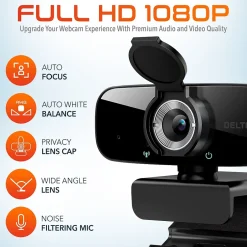Delton C24 HD 1080p Webcam, 2 Megapixels, Black (DCAM24BK)* Webcams