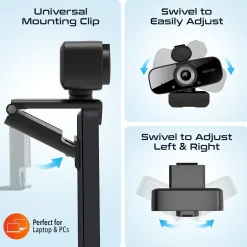 Delton C24 HD 1080p Webcam, 2 Megapixels, Black (DCAM24BK)* Webcams