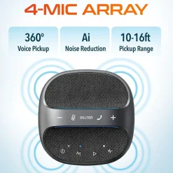 Office Phones & Conferencing<Delton C4700 Noise Reducing 360° Voice Pickup Wired/Wireless Conference Speaker Speakerphone, Black (DSC4700-WR)