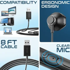 Delton 10E Stereo USB In-Ear Computer Headset with Microphone, Black (DWH10E)* Headsets