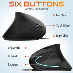 Delton Ergonomic 12 Optical USB Mouse, Black (DMERG12-U)* Ergonomic Mice