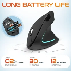 Delton Ergonomic 12 Wireless Ergonomic Optical 2.4 GHz Gaming Mouse, Black (DMERG12-WB)* Ergonomic Mice