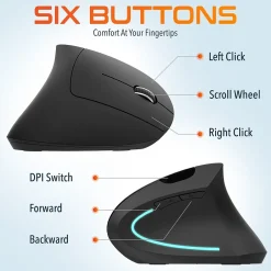 Delton Ergonomic 12 Wireless Ergonomic Optical 2.4 GHz Gaming Mouse, Black (DMERG12-WB)* Ergonomic Mice