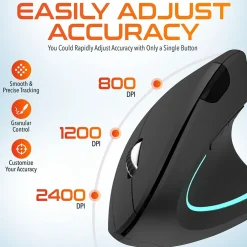 Delton Ergonomic 12 Wireless Ergonomic Optical 2.4 GHz Gaming Mouse, Black (DMERG12-WB)* Ergonomic Mice