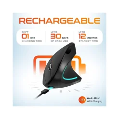 Delton Ergonomic 12 Wireless Right Handed Optical 2.4 GHz Gaming Mouse, Black (DMERG12-WR )* Ergonomic Mice