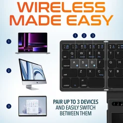 Delton F92 Foldable Portable Wireless Keyboard with Touchpad, Black (DKBF92)* Ergonomic Keyboard & Mouse Sets