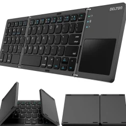 Delton F75 Small Wireless Foldable Portable Keyboard and Touchpad, Black (DKBF75)* Ergonomic Keyboards