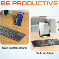 Delton F75 Small Wireless Foldable Portable Keyboard and Touchpad, Black (DKBF75)* Ergonomic Keyboards