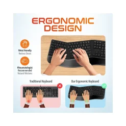 Delton G20 Wireless Ergonomic Computer Keyboard and Optical Mouse Combo, Black (DKMKITERG20-WB)* Ergonomic Keyboard & Mouse Sets