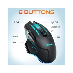 Delton G37 Wireless Optical Gaming Mouse, Black (DMGAM37ERG)* Ergonomic Mice