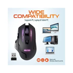 Delton G37 Wireless Optical Gaming Mouse, Black (DMGAM37ERG)* Ergonomic Mice