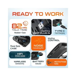 Delton K130 Wireless Noise Canceling Bluetooth Computer Earbud Headset, MS Teams, Black (DBHK130)* Gaming Headsets