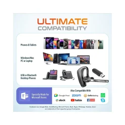 Delton K130 Wireless Noise Canceling Bluetooth Computer Earbud Headset, MS Teams, Black (DBHK130)* Gaming Headsets